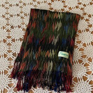Suantrai of Ireland 68” x 13” Multi-Color Textured Fringed Scarf